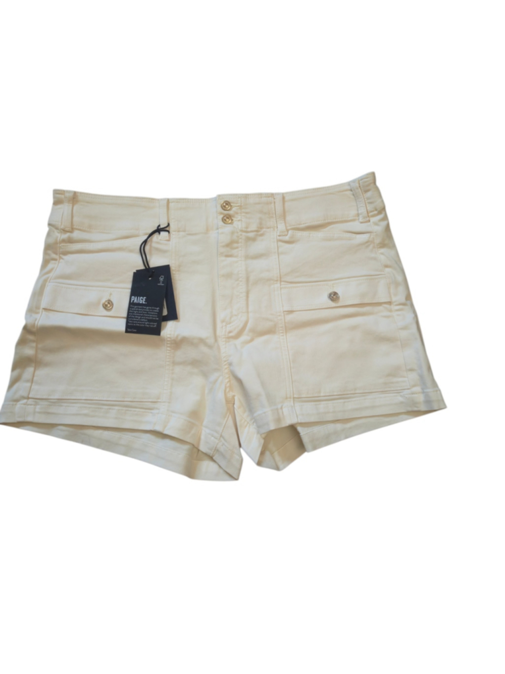 PAIGE Olivia Cargo Shorts in Quartz Sand – New With Tags (NWT) size 34 Cream